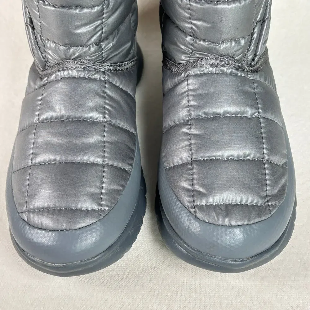 North Face Thermoball Microbaffle Insulated Zip Bootie Women's 6 Silver Grey